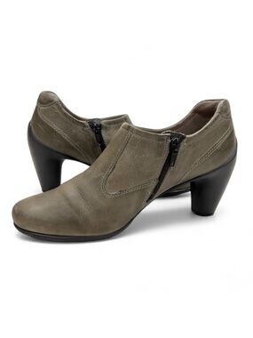 Ecco Gray Leather Ankle Heel Bootie EU39